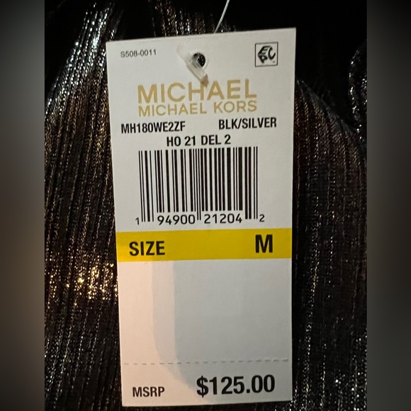 Michael Kors Stretch Metallic Flatter Sleeves Neck Details Dress - Picture 13 of 13